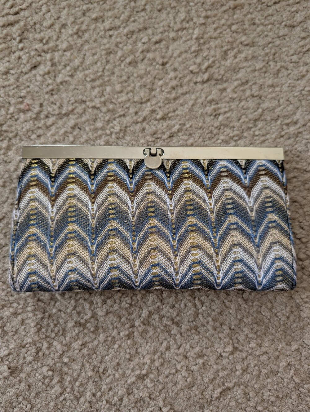 Blue And Gold Chevron Pattern Clutch